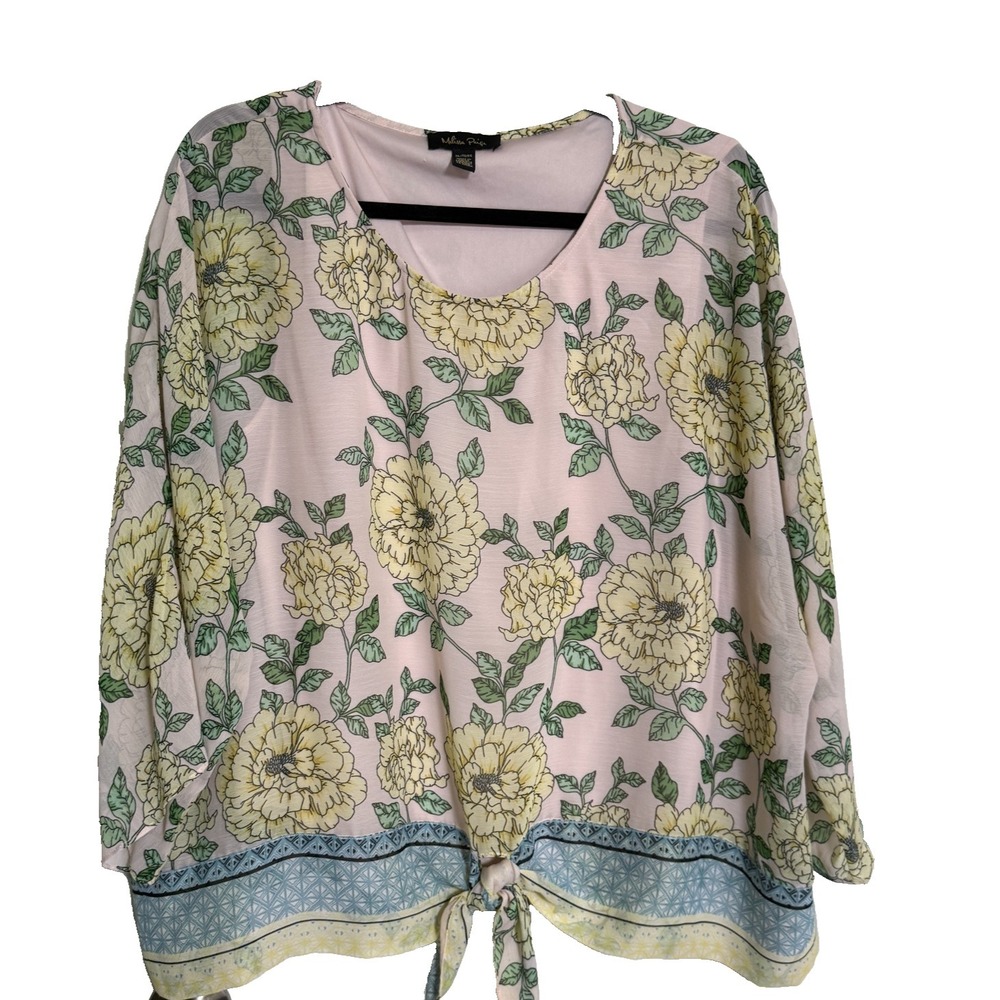 Melissa Paige sheer floral overlay tie‎ front light weight Boho romantic Size XL